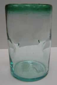 Mexican Blown Glass - Green Glass with Pinched Sides
